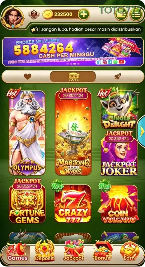 Galeri pratinjau visual toto777 build APK resmi terbaru